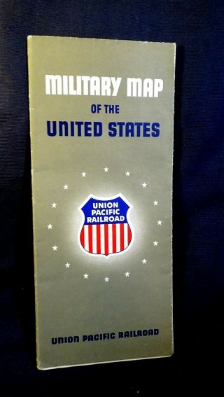 Union Pacific Rr Military Map Of The United States,  & List Of Its Trains 1951