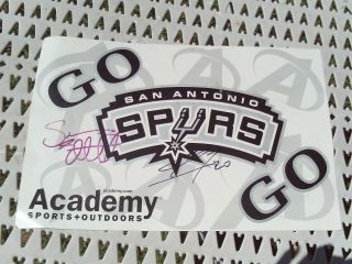 Vintage San Antonio Spurs Basketball Poster Signed Sean Elliott 20 Manu Ginobili