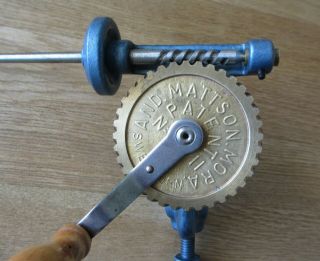 Antique Swedish BOBBIN WINDER AND.  MATTSON MORA Patent II Sweden 2