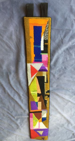 Vintage Modern Needlepoint Tapestry Textile Wall Hanging Bright Colors Abstract