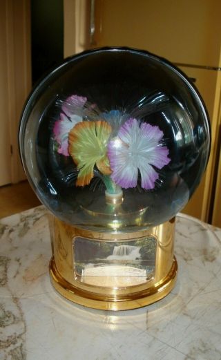 Vtg Taiwan Space Age Ball Lamp Rotating Fiber Optic Flowers & Waterfall Picture