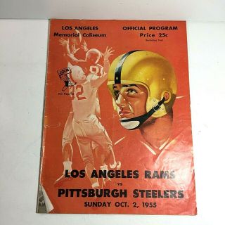 1955 Official Program Los Angeles Rams Versus Pittsburgh Steelers