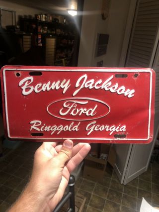 Vintage Ford Car Dealer Dealership License Plate " Benny Jackson " Ringgold,  Ga