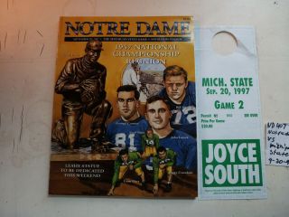 9/20/97 Notre Dame Vs Michigan State St Football Program Big Ten