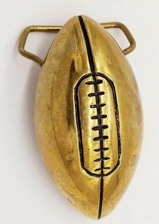 Rare Vintage Brass Football Shaped Belt Buckle Hard To Find