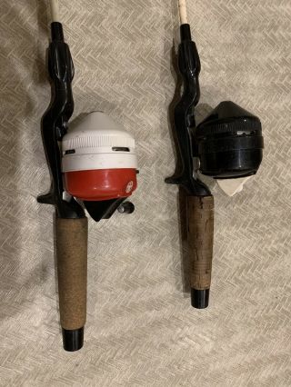 Vintage Zebco Red /white Boy Scouts Reel And 202 Reel,  Both With Zebco Rods