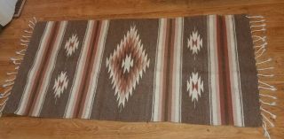 Antique Vtg Navajo Native American Indian Wool Rug Saddle Blanket 60 " X30 "
