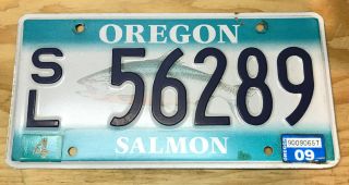 2009 Oregon Salmon License Plate Sl 56289