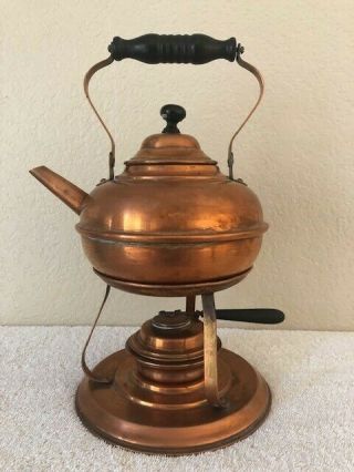 Antique Copper Tea Kettle With Burner