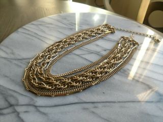 Marvella Multi - Strand Gold Tone Fashion Link Chain Necklace Vtg Signed Vgc Choke