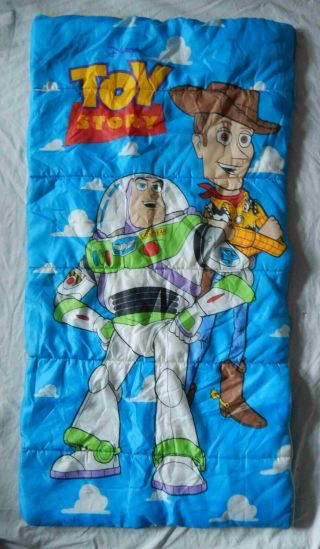 Toy Story Buzz Lightyear Woody Blue Sleeping Bag - 1990s Vintage