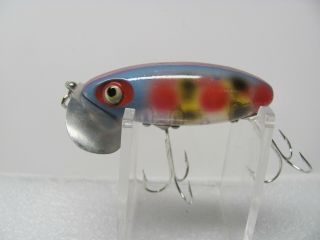 Ex,  Arbogast 5/8 Oz.  Jitterbug In Light Blue With Red And Black Dots; Clear