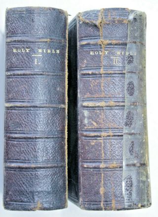 Antique Pocket Bibles Vol 1,  2 Leather Bound Gilded Pages Miniature 50