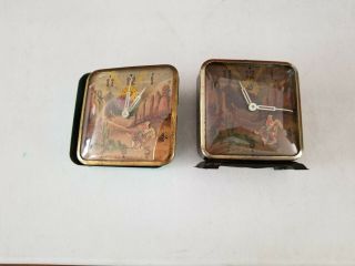 2 Vintage Roy Rogers & Trigger Ingraham Western Antique Alarm Clocks To Restore