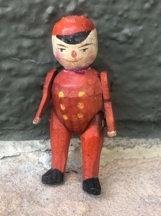 2” Antique Wooden Doll Moving Arms And Legs