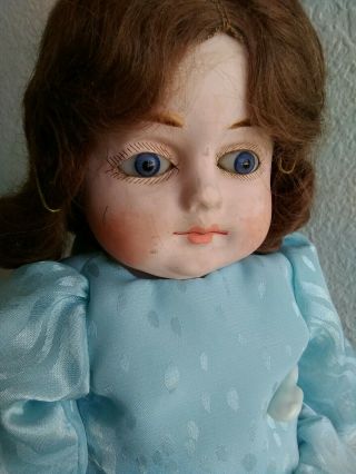 Antique Paper Mache Doll,  Blue Glass Eyes,  Painted Shoes,  Old