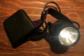 Vintage Petzl Headlamp Aa Battery Powered Incandescent Light With Aa Adapter