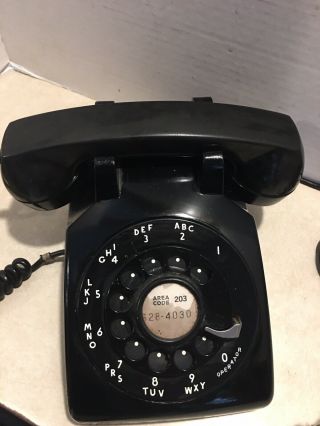 Vintage 60s Black Western Electric Rotary Dial Phone