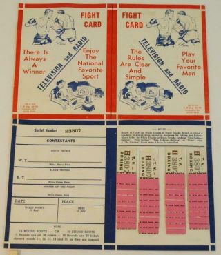 1943 Tv & Radio Fight Card Enjoy The National Sport Betting Tickets