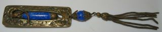 Vintage/antique Victorian Dragon Brass & Blue Stone Necklace Pendant