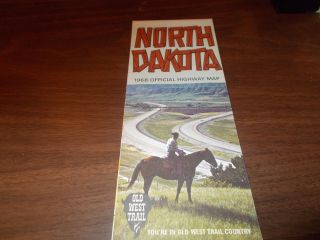 1968 North Dakota State - Issued Vintage Road Map