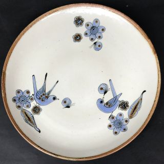 Tonola Mexican Pottery Ken Edwards Vtg El Palomar Blue 11.  5” Platter Chop Plate
