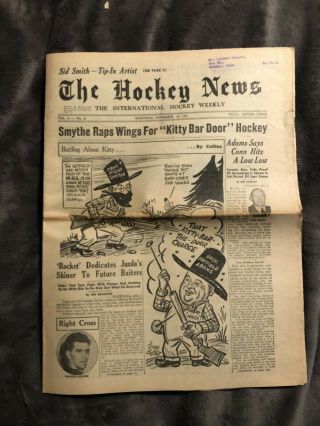 1951 The Hockey News: Nov 10,  Vol 5 No 6,  Adams / Smythe On Cvr,  Nhl,  Ahl,  Pcl,