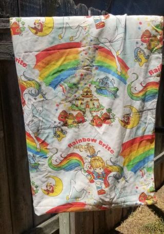Vintage 1983 Rainbow Brite Bright Full Flat Sheet