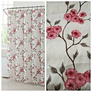 Shabby Chic Vintage Country Cottage Style Floral Rose Vine Fabric Shower Curtain