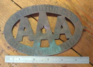 Antique Motor Club Of Miami Aaa Copper License Topper Radiator Grille Badge Htf