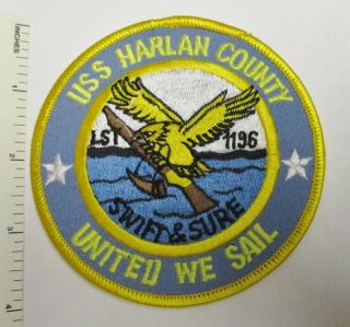 Us Navy Ship Uss Harlan County Lst - 1196 Patch Vintage