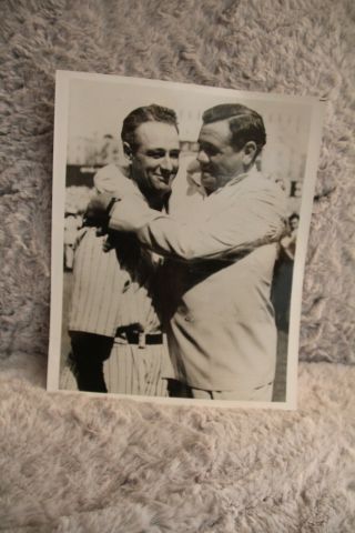 5 Photos Of Yankee Greats,  Babe Ruth & Lou Gehrig - 8 " X 10 " Photos