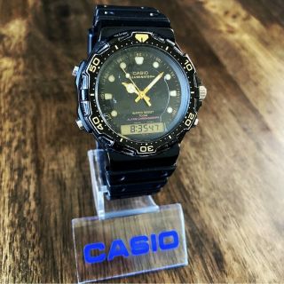 Vintage 1995 Casio Aq - 130bw Analog Digital Diver Watch Made In Japan Module 1320