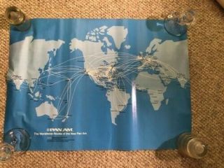 Vintage Pan Am Route Map Poster (not A Print),  1980