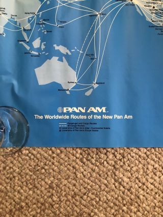 Vintage Pan Am Route Map Poster (not a print),  1980 2