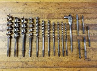 Antique Tools Brace Bit Hand Drill Auger Bits Vintage Russell Jennings Unisersal