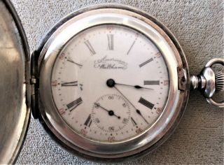 Antique 1890 Waltham Sterling Silver Hunting Case Pocket Watch