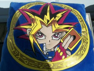 Vintage Yu - Gi - Oh Pillow - Blue Kazuki Takahashi 1996 Collectible Anime 14”x14”