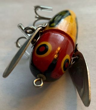 Vintage Heddon Crazy Crawler Red And Yellow Fishing Lure