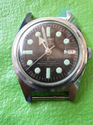 Lucerne Vintage 10 Atm 36mm Dive Watch,  Patina,  Red Date Wheel