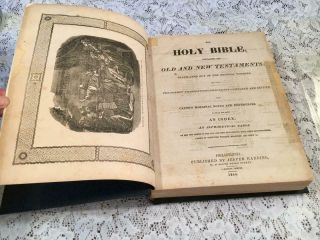 Antique Holy Bible 1844 Jesper Harding Old And Testaments Tongues
