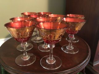 Vintage Martini Cocktail Glass (set 10) Gold Design Stemware Barware