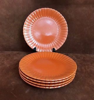 (5) Vintage Stangl Pottery Colonial Tangerine 8 1/8 " Salad Plates
