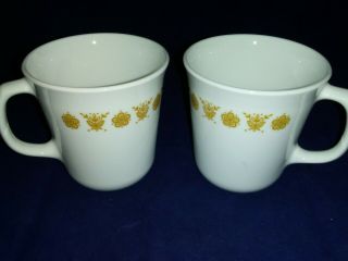 2 - Vintage Corelle Butterfly Gold Mugs Cups Coffee Tea Corning Dishes