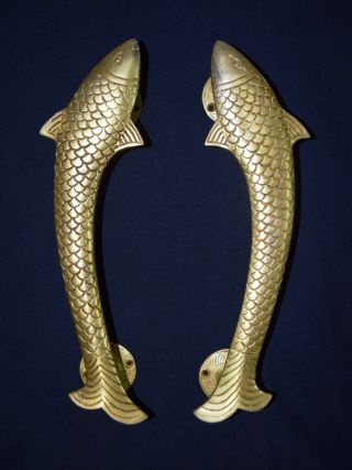 Pair Fish Door Handle Brass Handmade Nautical Design Restaurant Door Decor Ca01