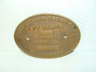 Corinthian Yacht Club Seattle Wa 1945 First Place Brass Wall Plaque Trophy