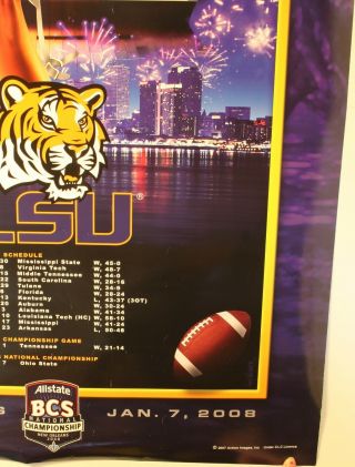 2007 LSU Louisiana State Univ.  National Champions 24 x 36 Poster NCAA Football 2