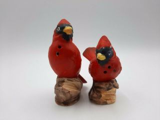 Vintage Japan Red Cardinal Bird Ceramic Salt And Pepper Shaker Set