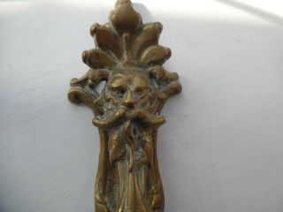 ANTIQUE GREEN MAN/MYTHICAL GOTHIC BRASS DOOR KNOCKER 2