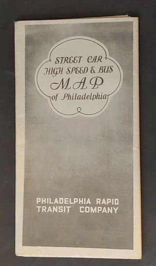 Vintage 1934 Philadelphia Rapid Transit Co.  Street Car & Bus Route Map Brochure
